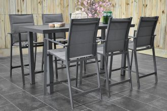 Saint Louis Aluminium Barset 6 Bar Tuinstoelen Hoge Tafel Dark Grey SHOWROOMMODEL